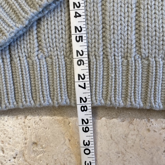 OXBOW Cable knit Wool Sweater Womens L Stone Ribbed Turtleneck quiet Luxury - Picture 7 of 8